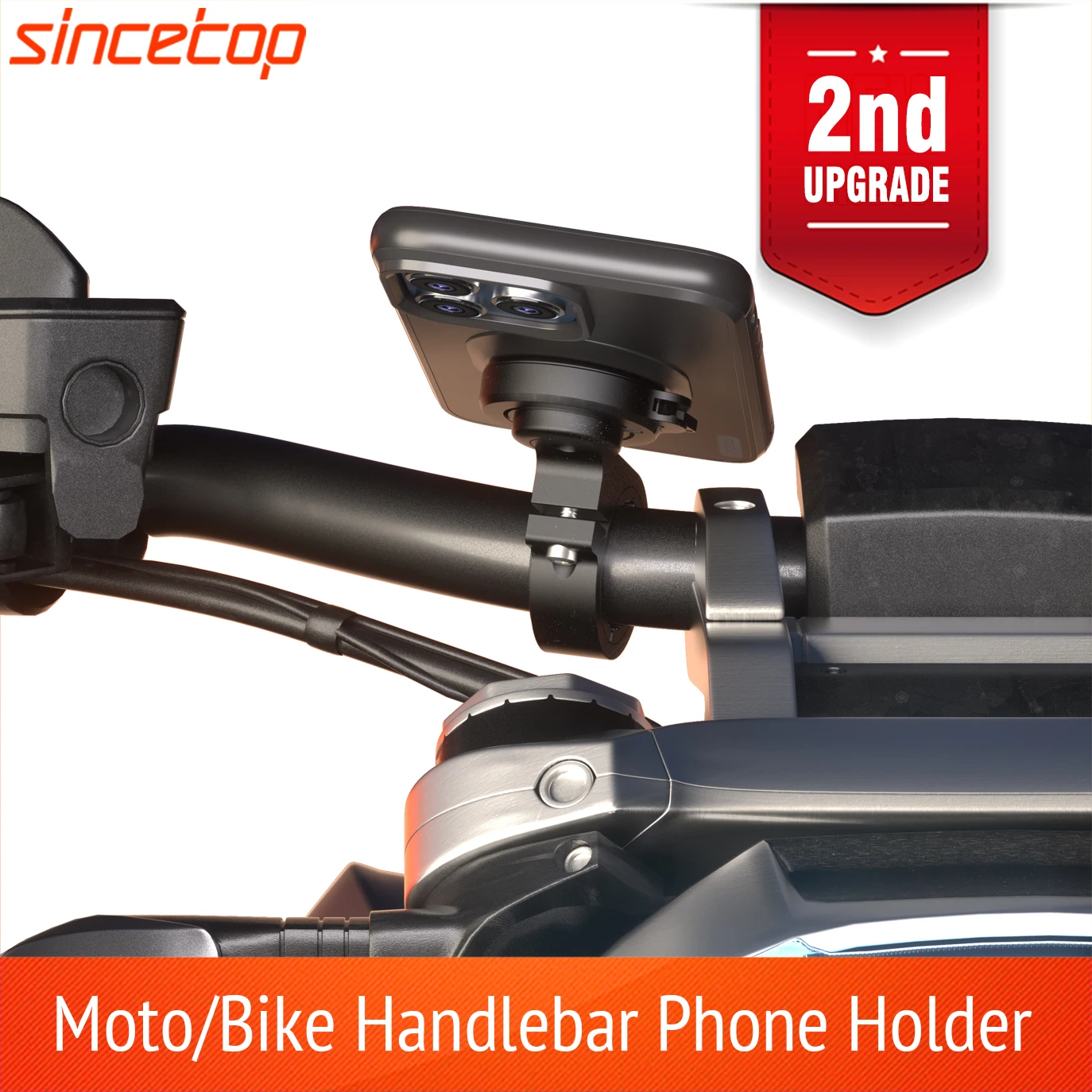 Bike Phone Holder, Aluminum Bike Phone Mount with Universal Adapter, Quick Mount Mountain Bike Bicycle Handlebar for iPhone