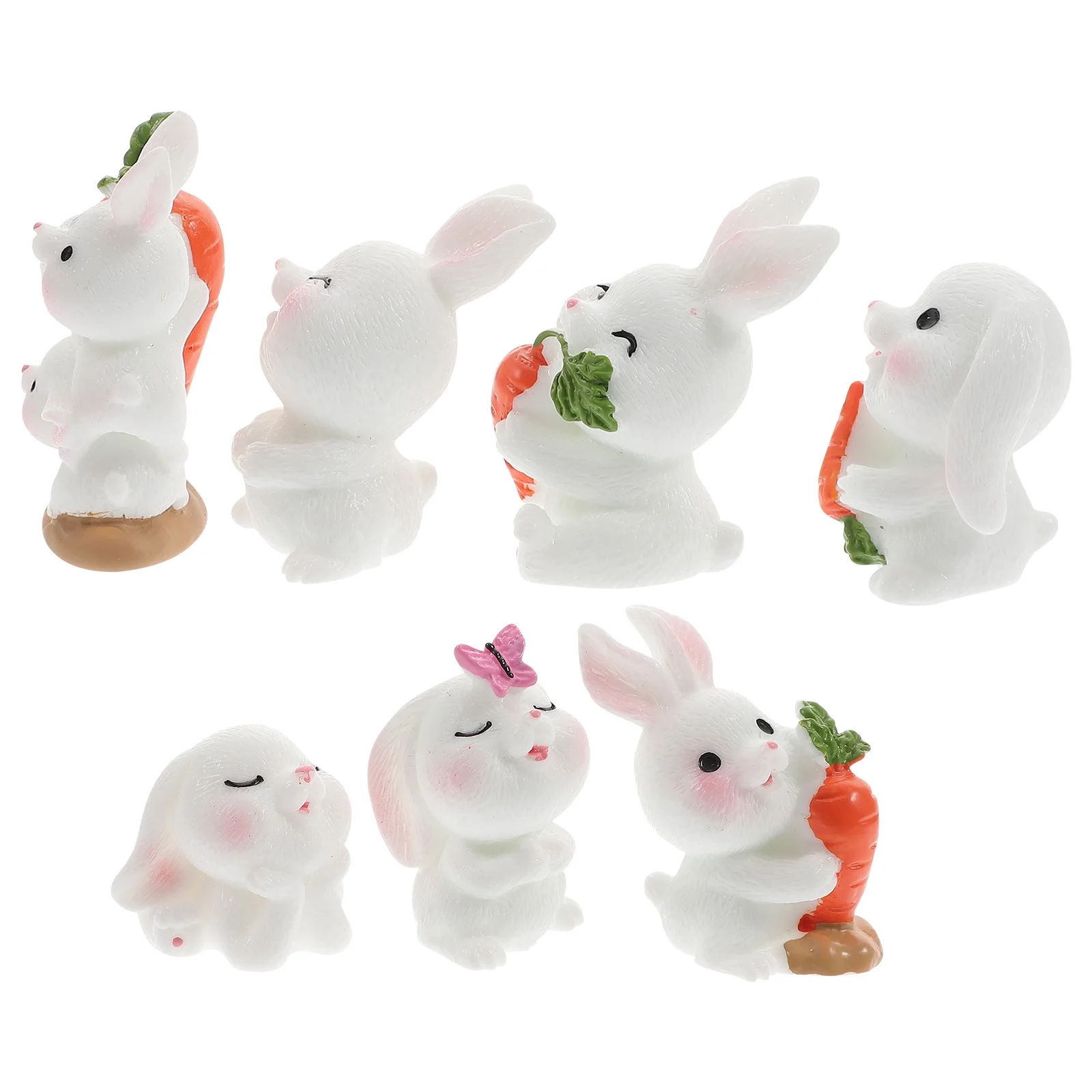 

7 Pcs Rabbit Figurines Resin Bunny Decorations for Desktop Bunny Toys Garden Micro L Home nament Statues