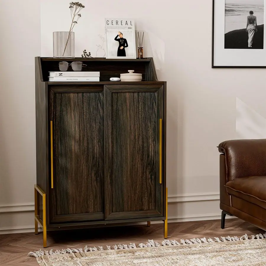 Storage Cabinet, Buffet Sideboard with Sliding Doors and Adjustable Shelf, Shoe Rack for Entryway, Sideboard Cabinet Accent Cabi