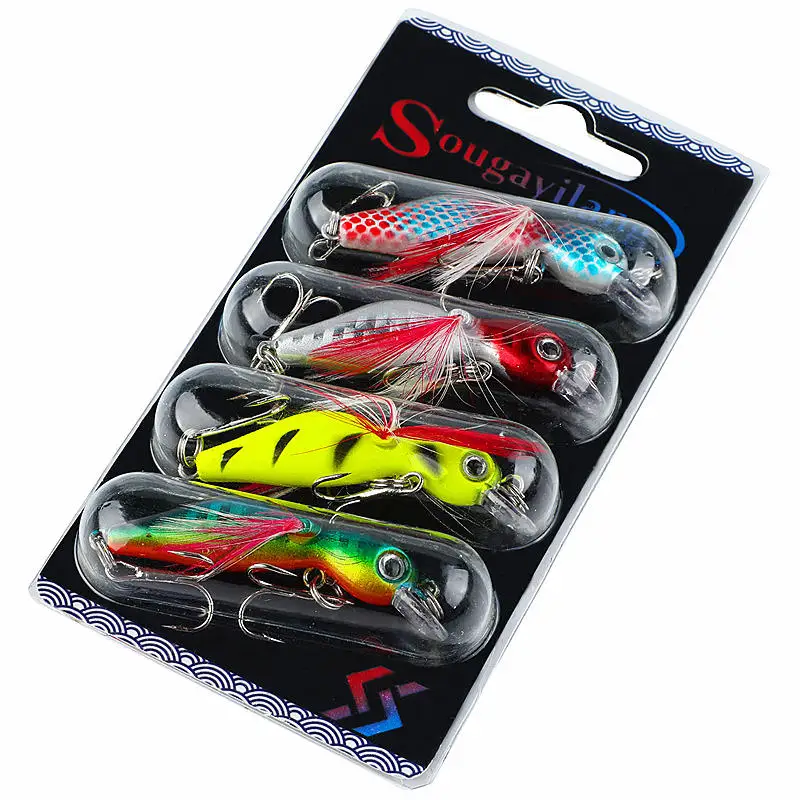 Sougayilang Angeln Köder Set 4PCS Wobbler Anti-korrosion Haken Bass Angeln Köder für Meer Karpfen Angeln Tackles de Pesca
