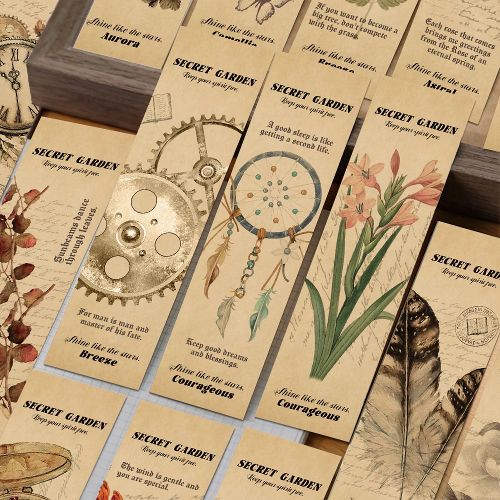 

30pcs Retro Nostalgic Flower Clocks Bookmark Reading Pages Books Annotation card Creative Gift Stationery Supplies For Students