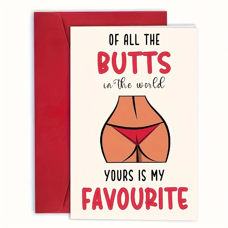 1PC Funny Anniversary Card For Wife Rude Naughty Birthday Cards Greeting Card With Envelope Of All The Butts In The World