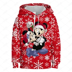 Christmas Cartoon Comics Anime Mickey Minnie Disney Mouse Hoodie Children's Clothing Little Girls Boys Sportswear Hoodie Baby To