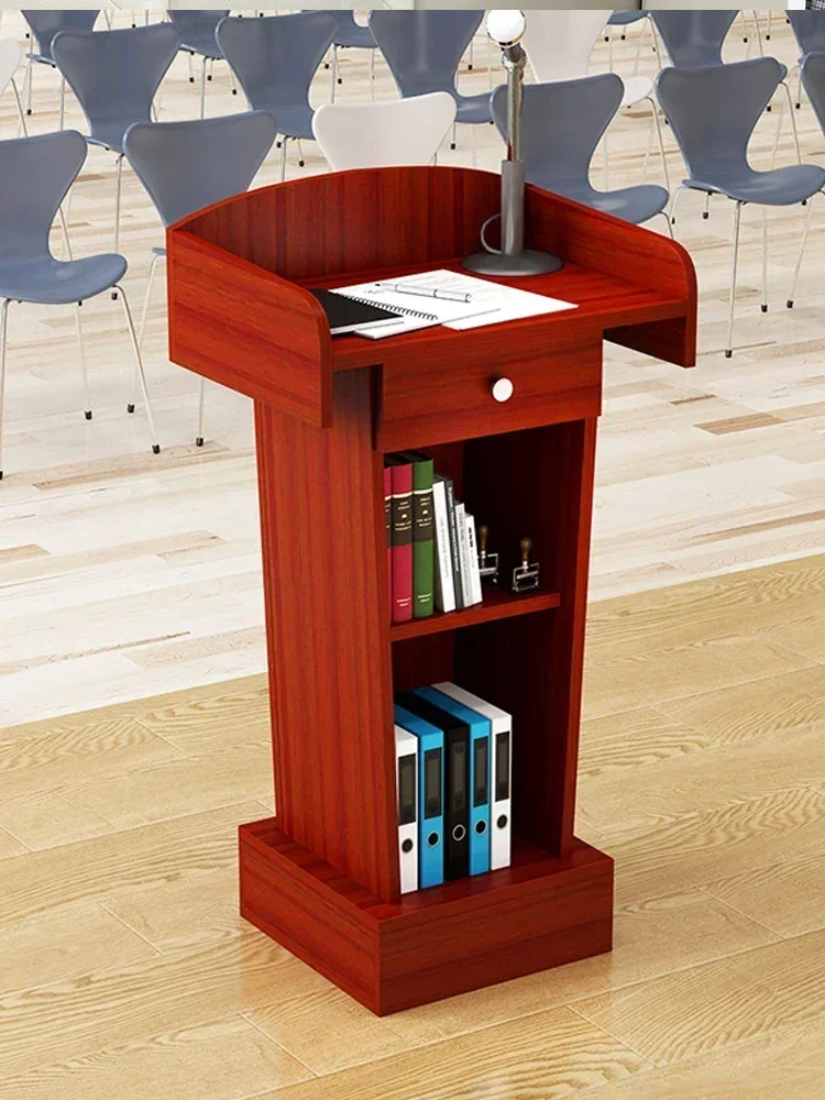 Small Platform Reception Desk Shopping Guide Office Hotel Emcee's Speech Podium Teacher's Classroom Lectern Table with Drawer