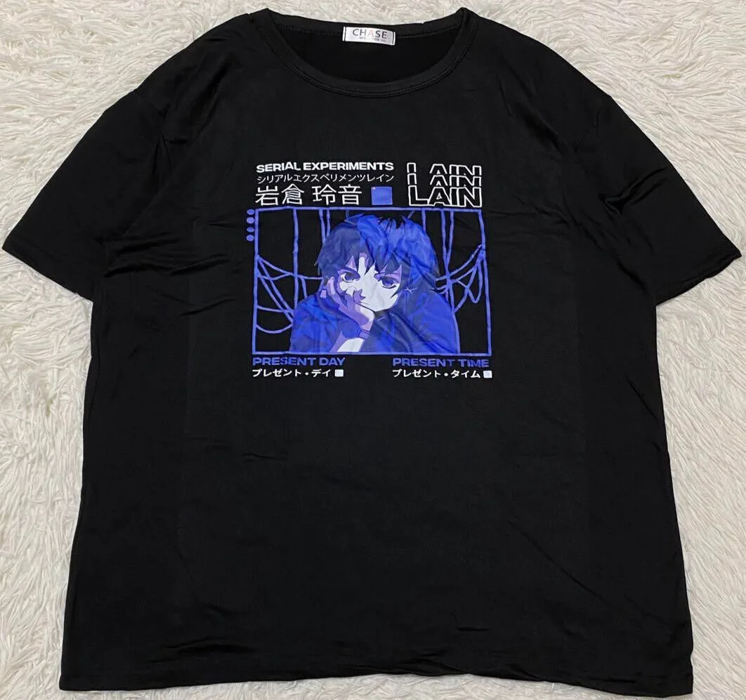 Camiseta Lain de experimentos en serie de anime japonés, talla XL 07, camisetas de gran tamaño, camisetas para hombres, regalos, camiseta de Anime para hombres, Harajuku
