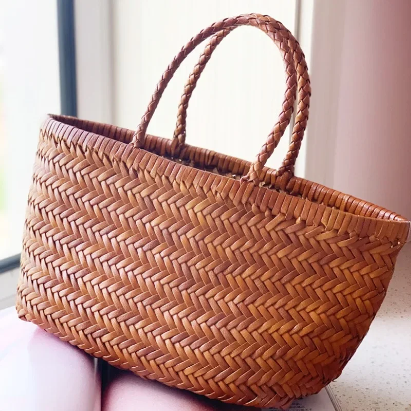 Simple Elegant Handbags Large Capacity Straw Rattan Woven Bag 2024 New Casual All-match Purses Clutch Female Luxury Bolsos Mujer