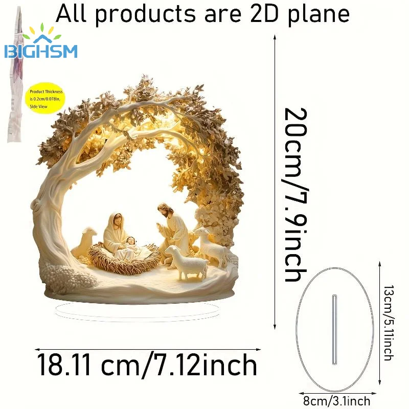 Desktop Decor Family Statue Jesus Tree Of Life Newborn Acrylic Flat Plate Desktop Ornaments Home Decorations