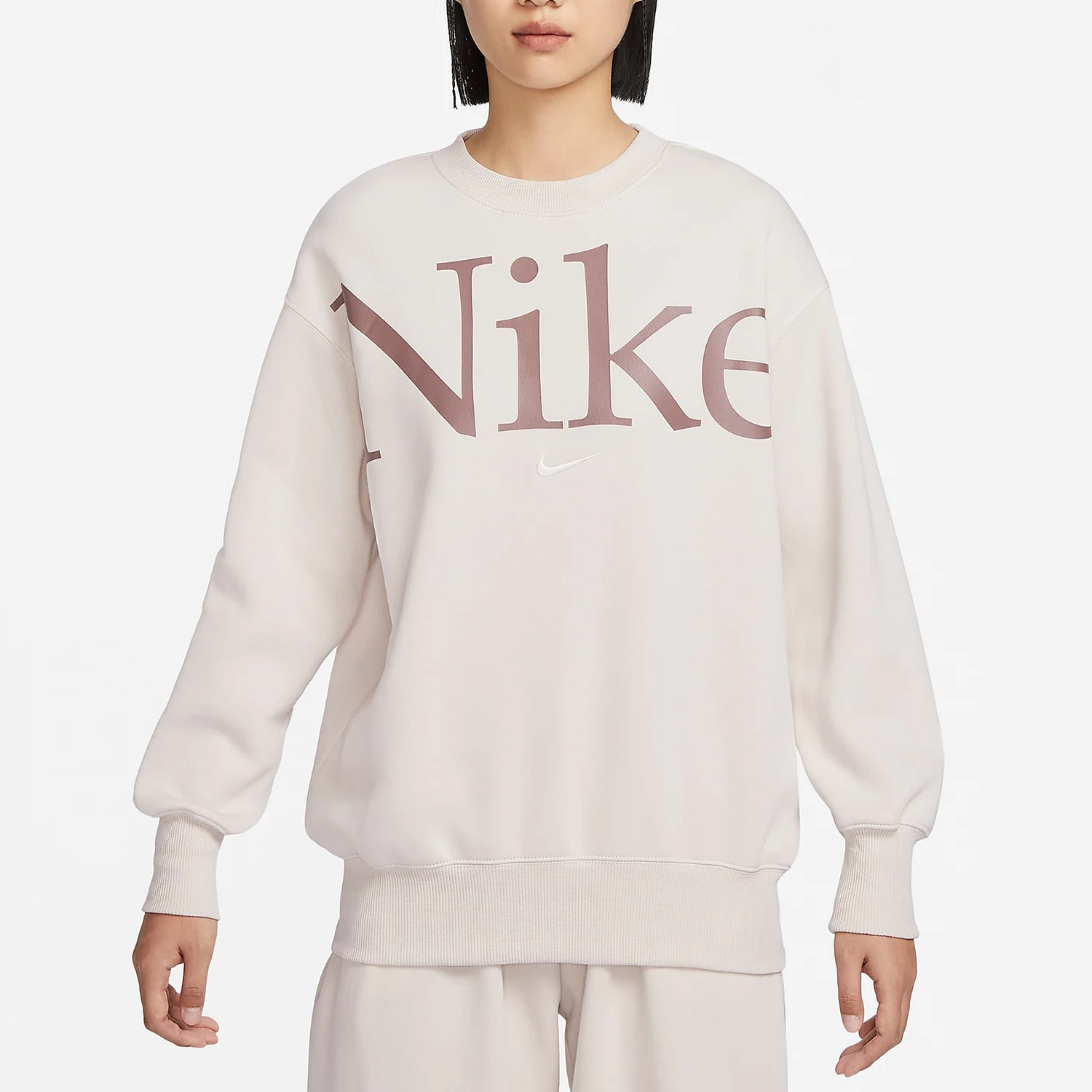 Nike genuine New Women's Loose Fleece Round Neck Sweatshirt FN3655-104