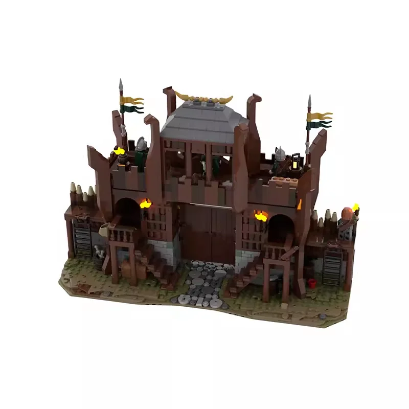 Bloques de construcción Moive Series Rohan Gate MOC- 139386   Anillo Idoras puerta Retro puerta Medieval montaje modelo rompecabezas juguete regalo de cumpleaños