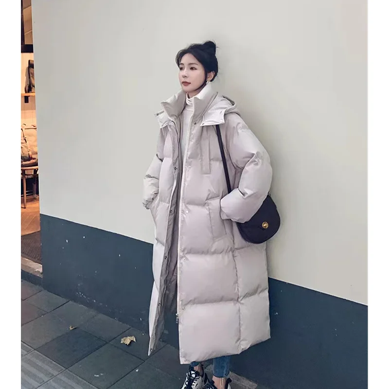 Womens Bue Fashion Warm Down Clothes Korean Simplicity Baggy Coat Casual Medium And Long Female Puffer Padded Outwear Winter 202