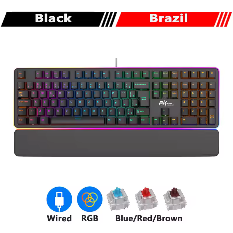 RK ROYAL KLUDGE RK918 RGB Backlight Wired Gaming Mechanical Keyboard 108 Keys Anti-Ghosting with Large LED Sorrounding Side Lamp - Image 10