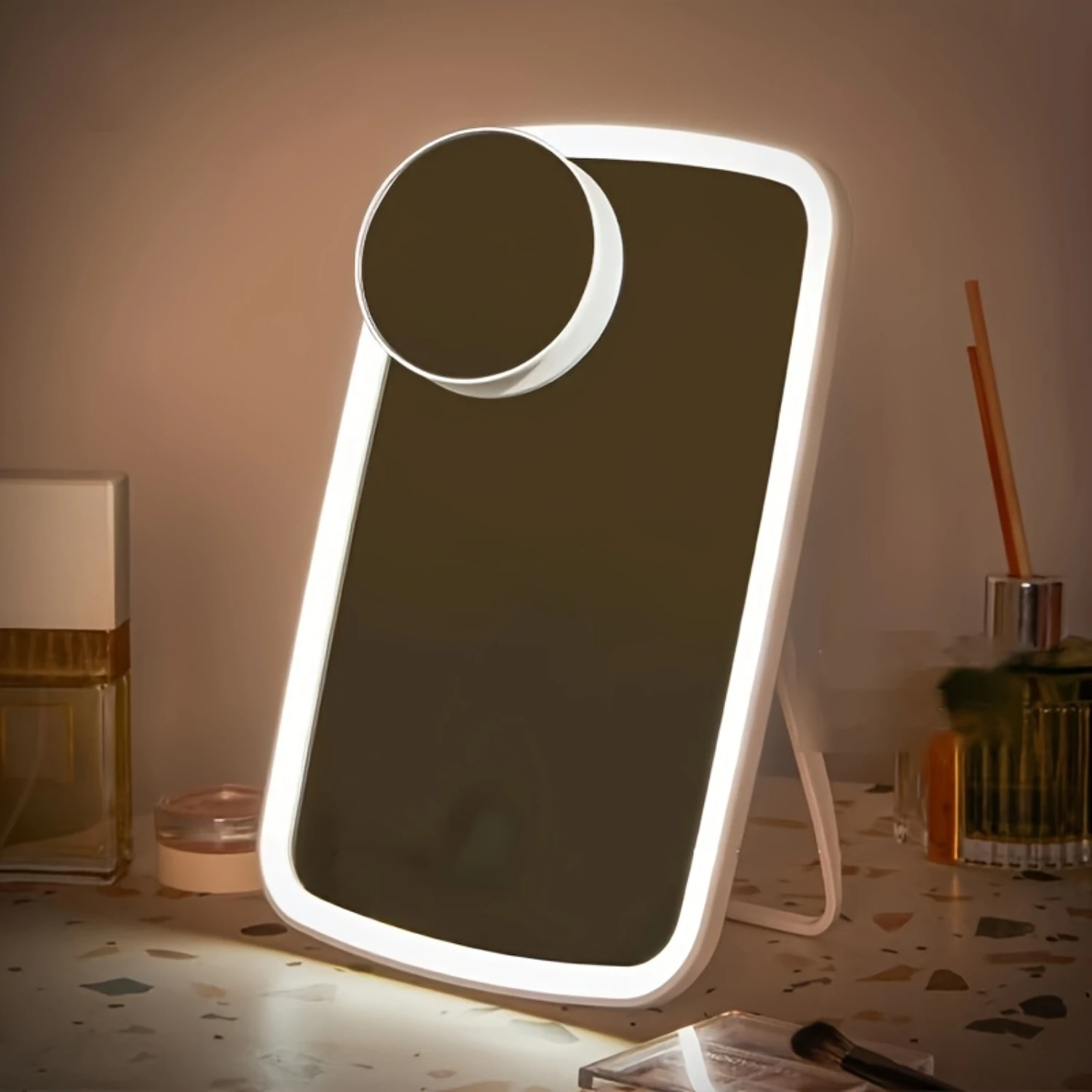 

Desktop LED Makeup Mirror Portable Folding Fill Light Hairdressing Mirror LED Makeup Light