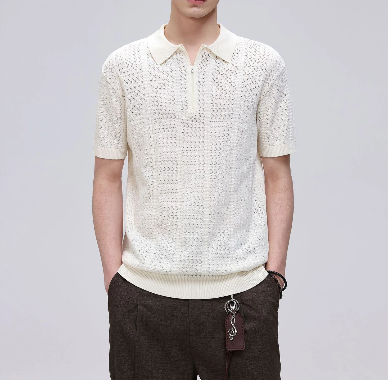 2026 Summer New Old Money Short-sleeved Men's Casual Business Polo Shirt Slim Fit Breathable Lapel Breathable Commuting T-shirt