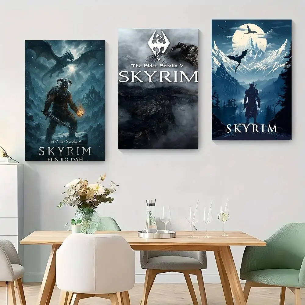 Game The Elder Scrolls V Skyrim Anime Posters Sticky Waterproof Paper Sticker Coffee House Bar Kawaii Room Decor