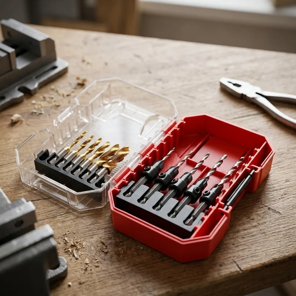 Woodworking Countersink Bit Set with Ergonomic Handling Support for Controlled Feed Rate and Stable Bit Alignment