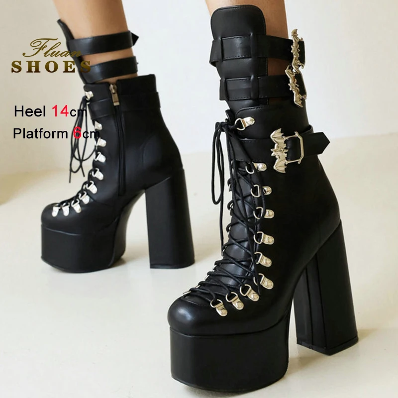 

Черные женские рыцарские сапоги со шнуровкой спереди, женские рыцарские сапоги на толстом каблуке с квадратной головкой, женские ботинки на платформе с боковой молнией и пряжкой на ремешке