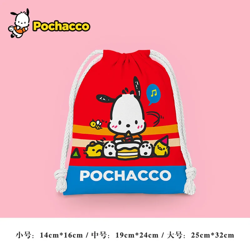 Sanrio Hello Kitty Drawstring Storage Bag Anime Cute Cartoon Pochacco Print Waterproof Portable Folding Bag Drawstring Bag Gift