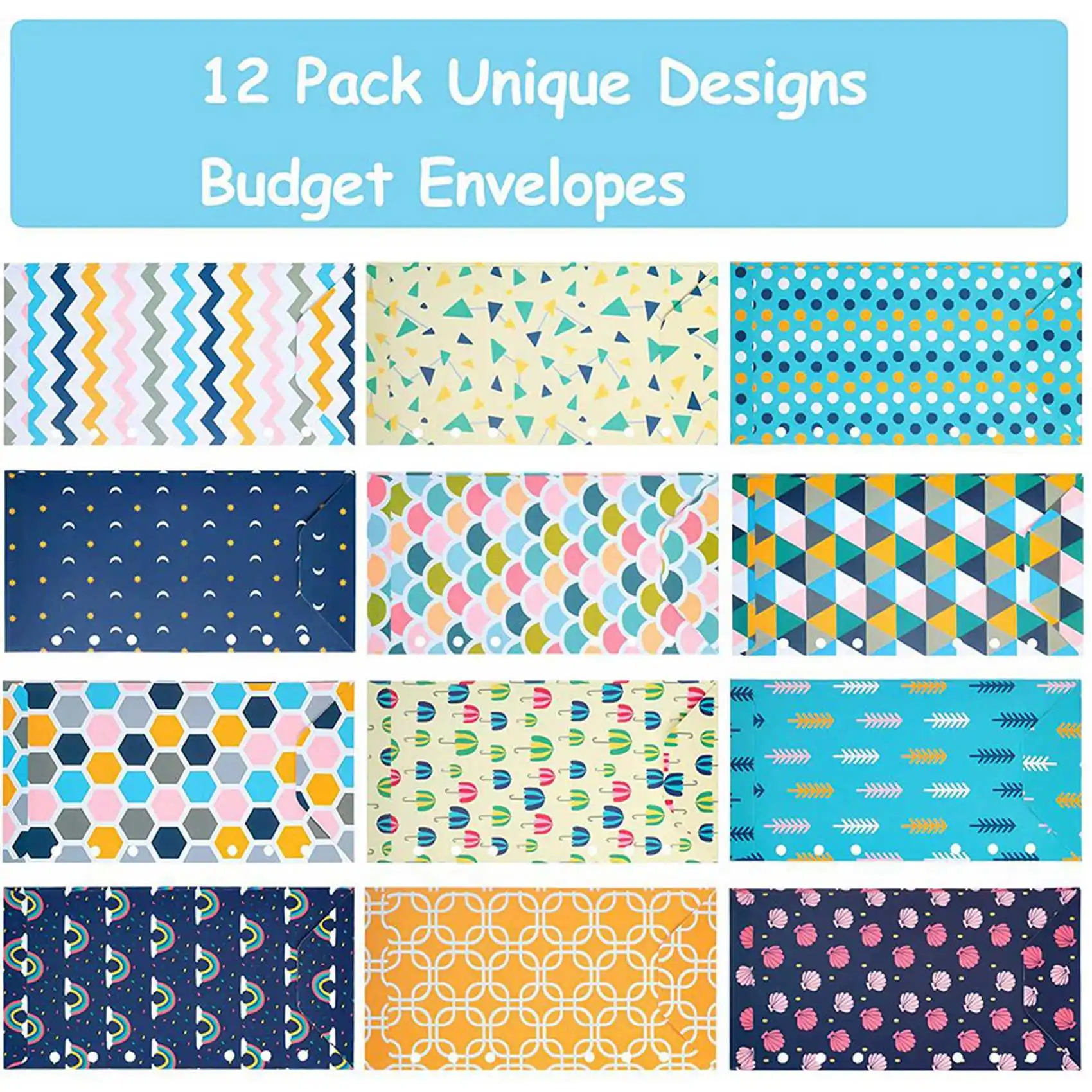 A13E-48 Pieces Budget Envelopes A6 Binder Pockets For Cash Envelope System,Budget Planner,Cash Envelope Wallet With Stickers