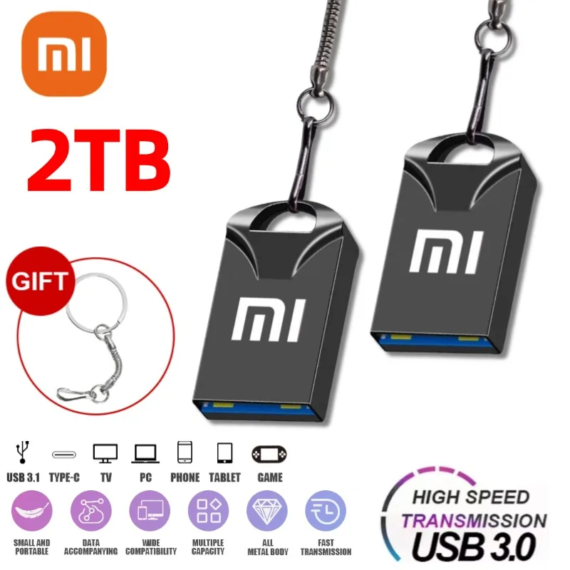 Xiaomi 2TB USB Drive 1TB USB, pena kecepatan tinggi 3. 0 stik memori tahan air, USB Disk logam Memoria Stik USB