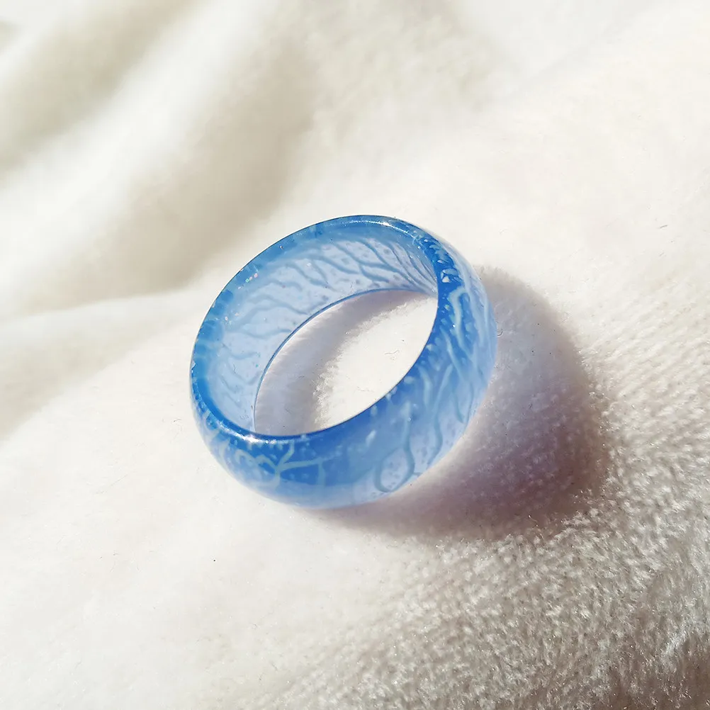 Sky Blue Ring Dark Luminous Flower Eye-catching Unique Style