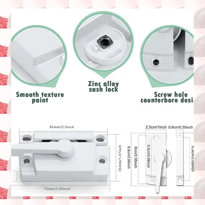 

Замок для оконного ремня, белый оконный замок Cam Action, оконная защелка с фиксированной литью под давлением, подходит для раздвижных окон, простая установка