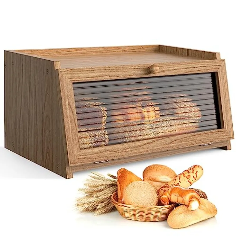 

Bread Box for Kitchen Countertop Large Bread Box Farmhouse Bread Container Bread Storage with Window Bread Holder