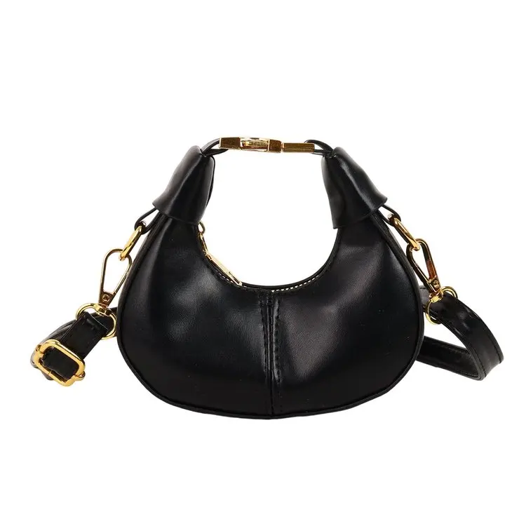 

Bolso de mano Simple de piel sintética bandolera de estilo minimalista de Color sólido monederos bolso de media luna para mujer