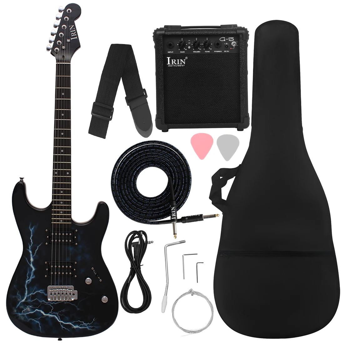 39 Inch 6 Strings ST Electric Guitar 21 Frets Basswood Body Maple Neck Electric Guitar with Picks Amp Strap Guitar Parts