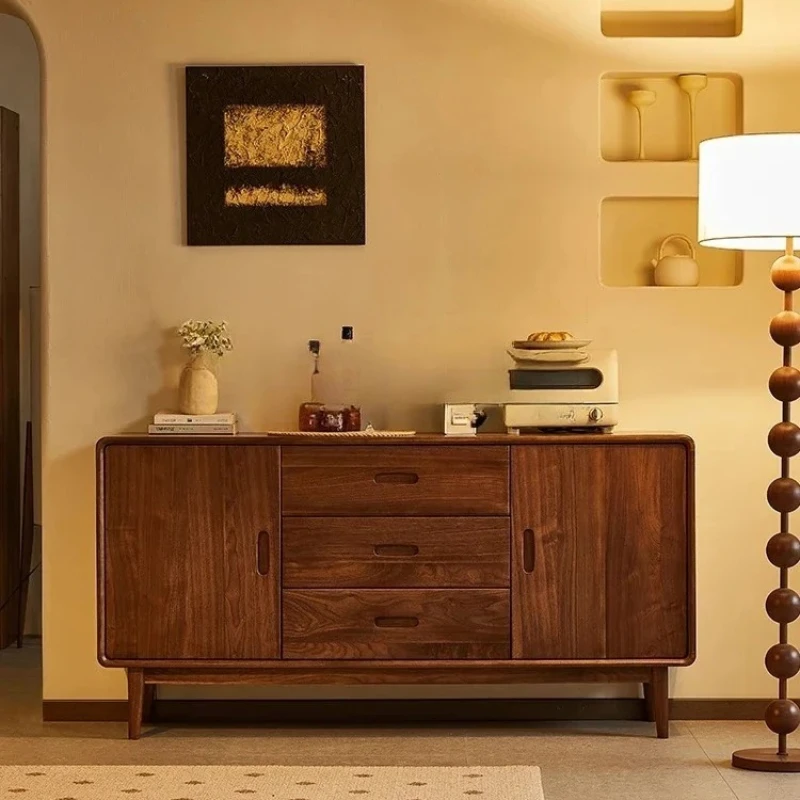 

BSolid wood dining side cabinet black walnut tea cabinet Nordic restaurant storage side cabinet