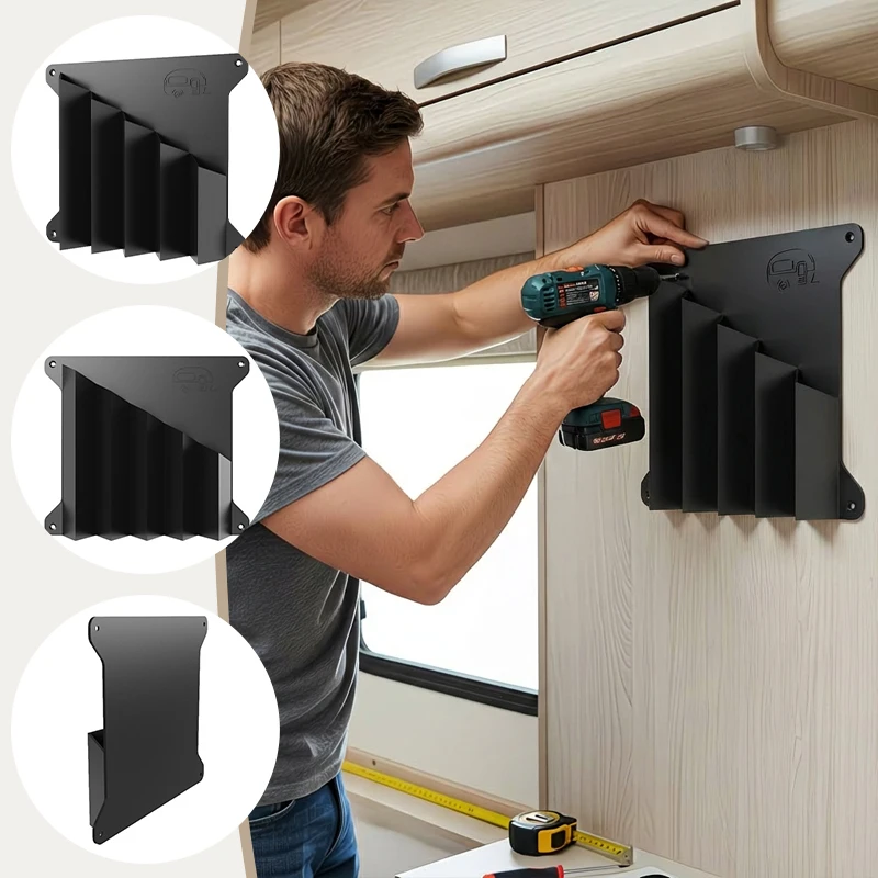 RV Storage Box With 5 Pocket Hanging Universal Organizer Box Plastic Rack Maintenance Tool Box For Van Camper Caravan Motorhome