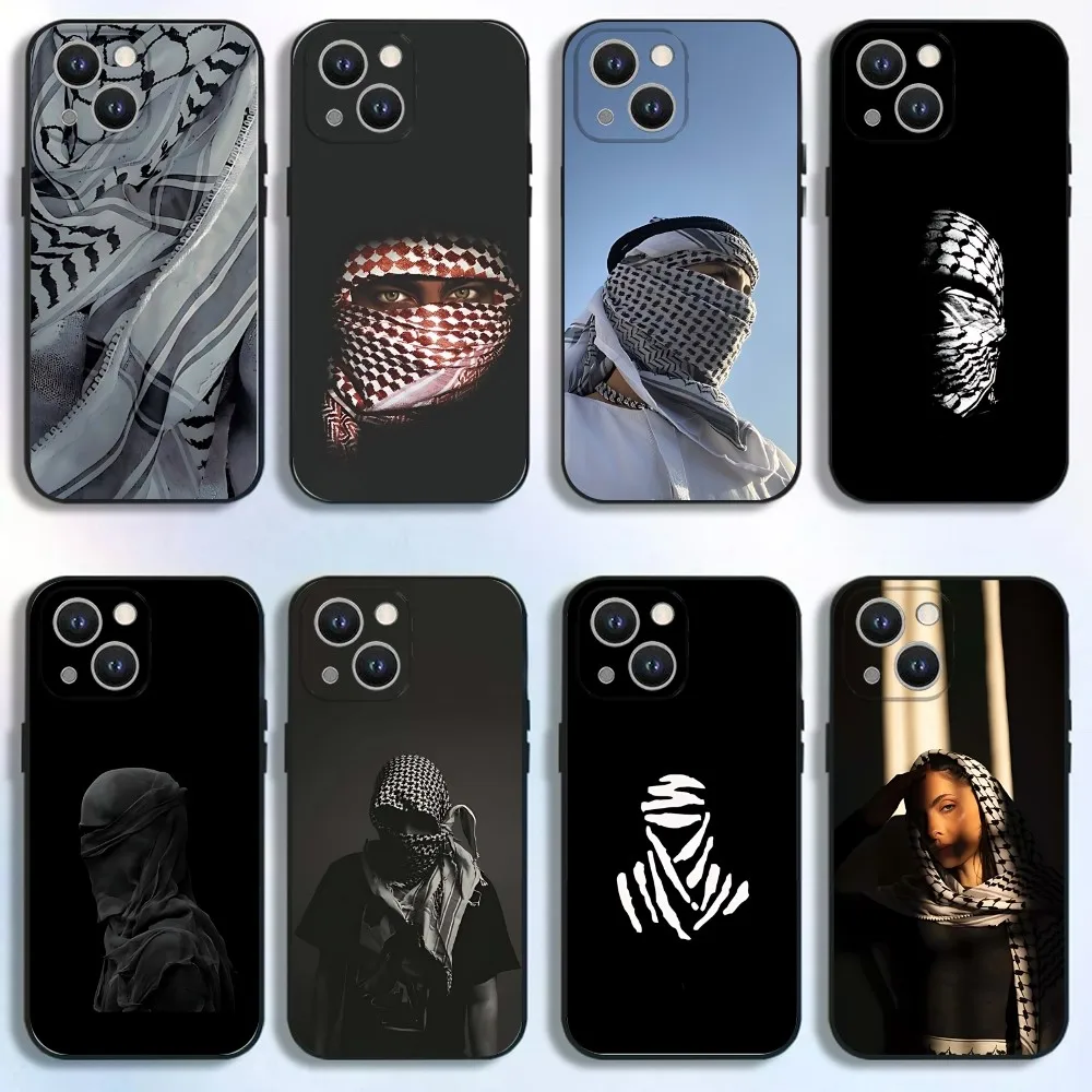 

Hattah Keffiyeh Fashion Phone Case For iPhone 16,15,14,13,12,11 Plus,Pro Max,XS,X,XR,SE,Mini,8,7,Soft Silicone Black Cover
