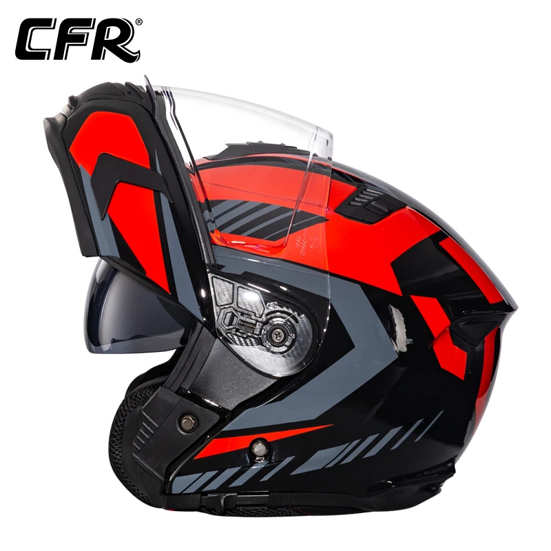 

High Quality Motorcycle Helmets Double Visor Modular Flip Up Helmet DOT Approved Full Face Fiberglass Racing Motocross Helmet