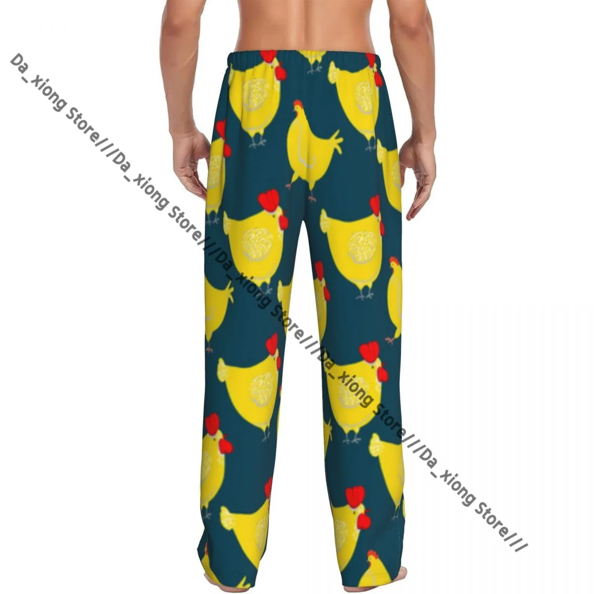 Indumenti da notte da uomo Pantaloni da notte larghi Pigiama Gallina Personaggio dei cartoni animati Gallo Illustrazione Pantaloni lunghi da salotto Abbigliamento casual per la casa