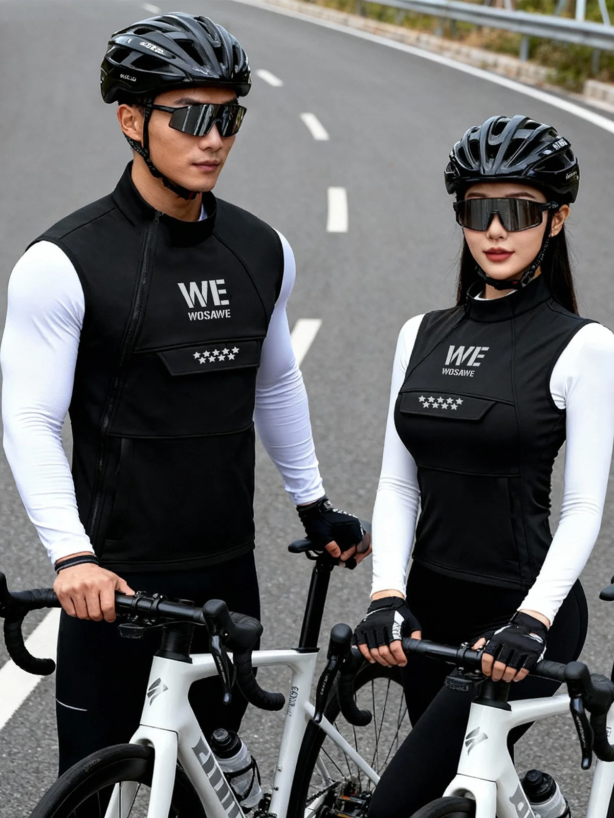 WOSAWE Men Motorcycle Riding Vest Winter Warm Windproof Sleeveless Jacket with 4 Pockets 2 Way Zipper Outdoor Moto Biker Gear