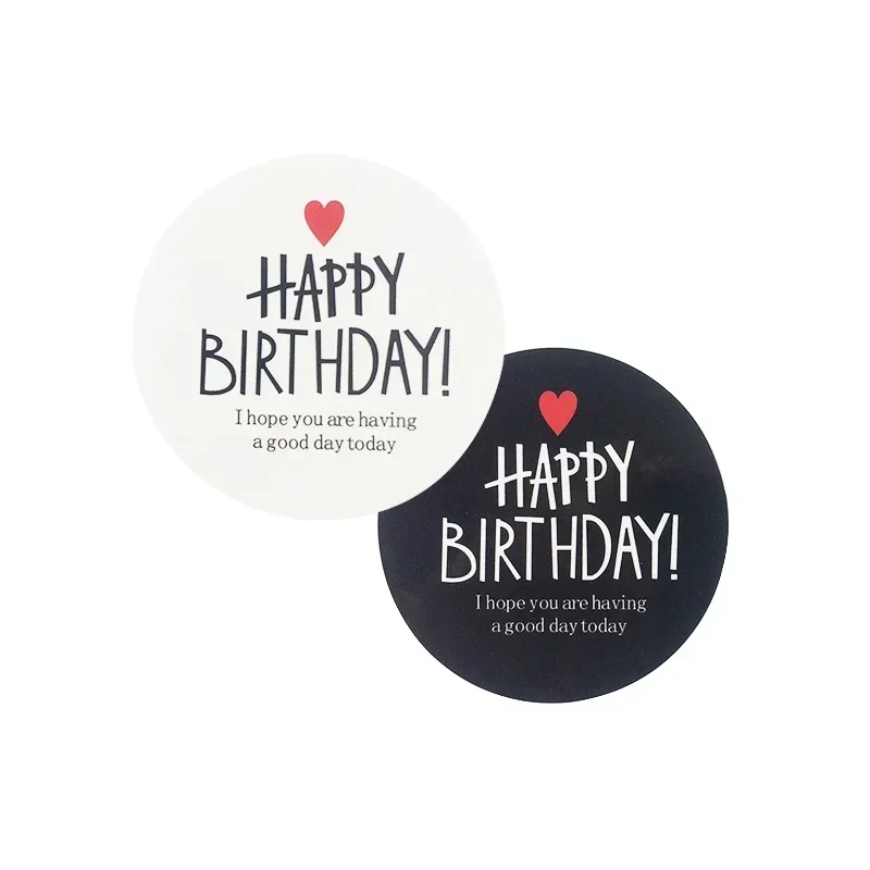 80 Pcs/lot Red Heart Sealing Black Cake Baking Decoration Birthday HAPPY BIRTHDAY Stickers