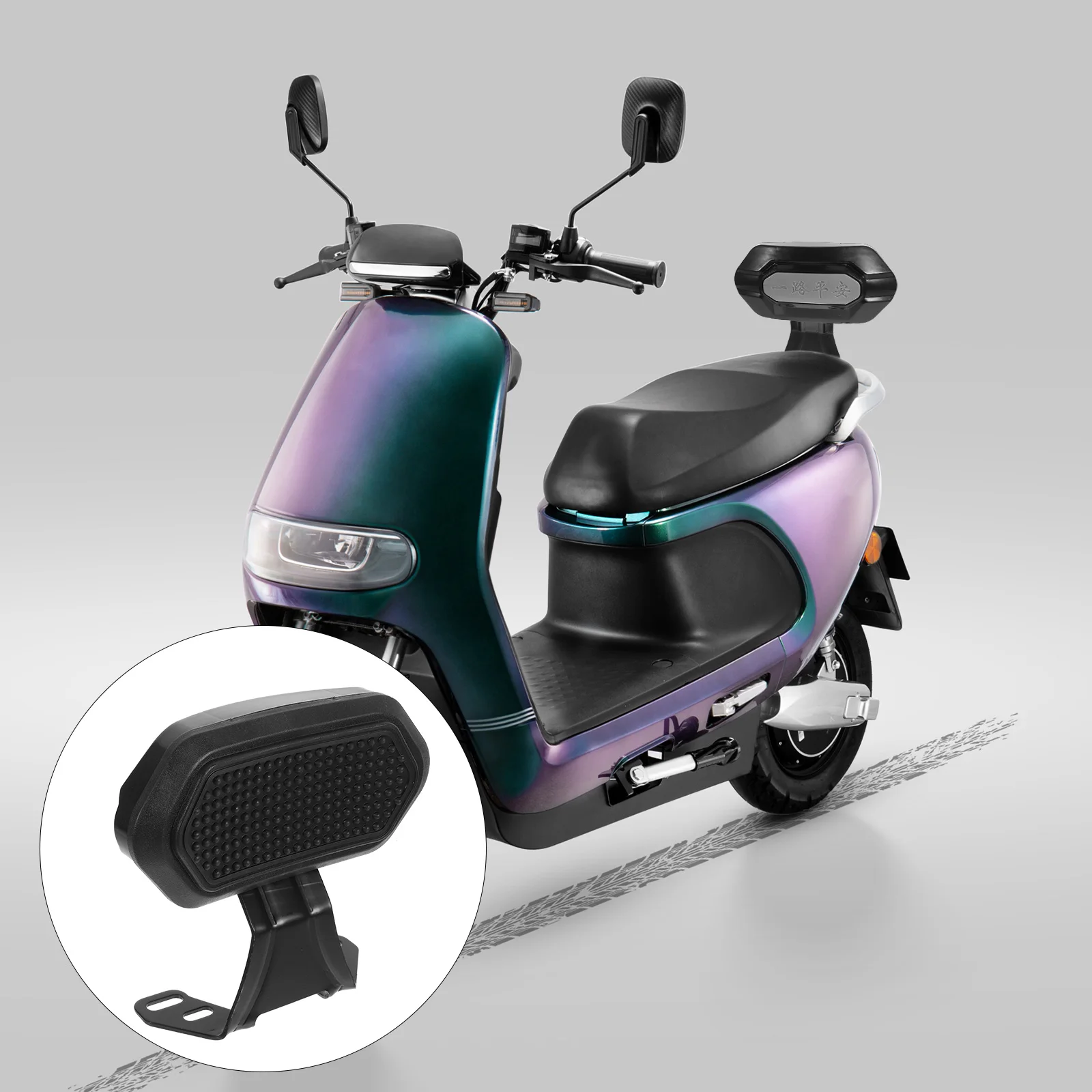 

Passenger Seat Backrest Scooter Motorcycle Accessories Black Stainless Steel Rear Pad Wide Compatibility Stylish Design