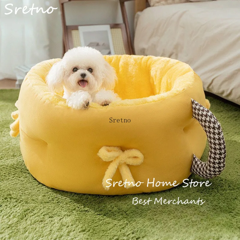 

SRETNO Small Dog Beds Warm Kennel in Autumn and Winter Puppy Deep Sleep Thicked Cat Bed Round Nest Pet Supplies cama para perros
