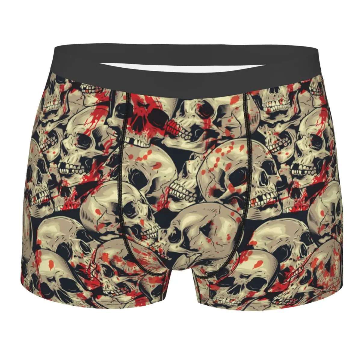 Custom Gothic Skeleton Horror Death Skull Underwear Men Breathable Boxer Briefs Shorts Panties Soft Underpants For Male