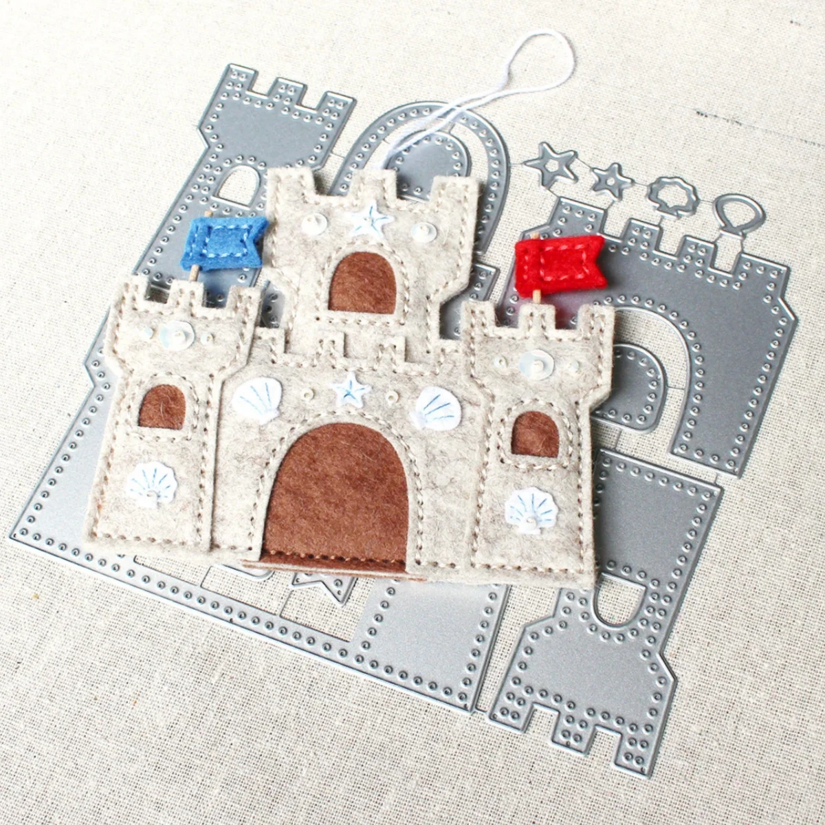 

Felt Dies Sunny Sandcastle Metal Cutting Dies for DIY Making Card Scrapbook Embossed Paper Craft Supplies Template Decoration