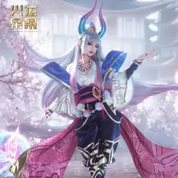 SSGame Spirit Blossom Syndra Cosplay Costume Suits Full Set Syndra Cos Horns Wigs Hairs Anime Costume For Women Party Halloween