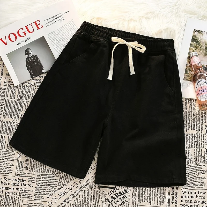 Fashion  New Korean Style Vintage Men's Jeans Summer Loose Male Wide Leg Knee Length Shorts New Washed Fashion Short Denim Pants
