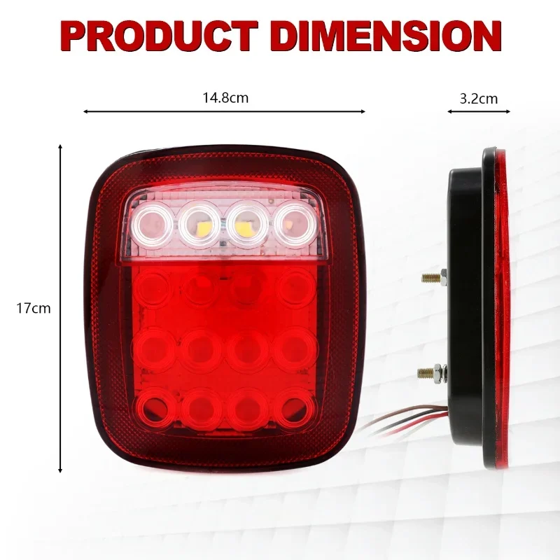 16LEDs Tail Light Brake Reverse Turn Signal Light for Jeep Wrangler CJ TJ YJ (with/without Turn Signal Function)