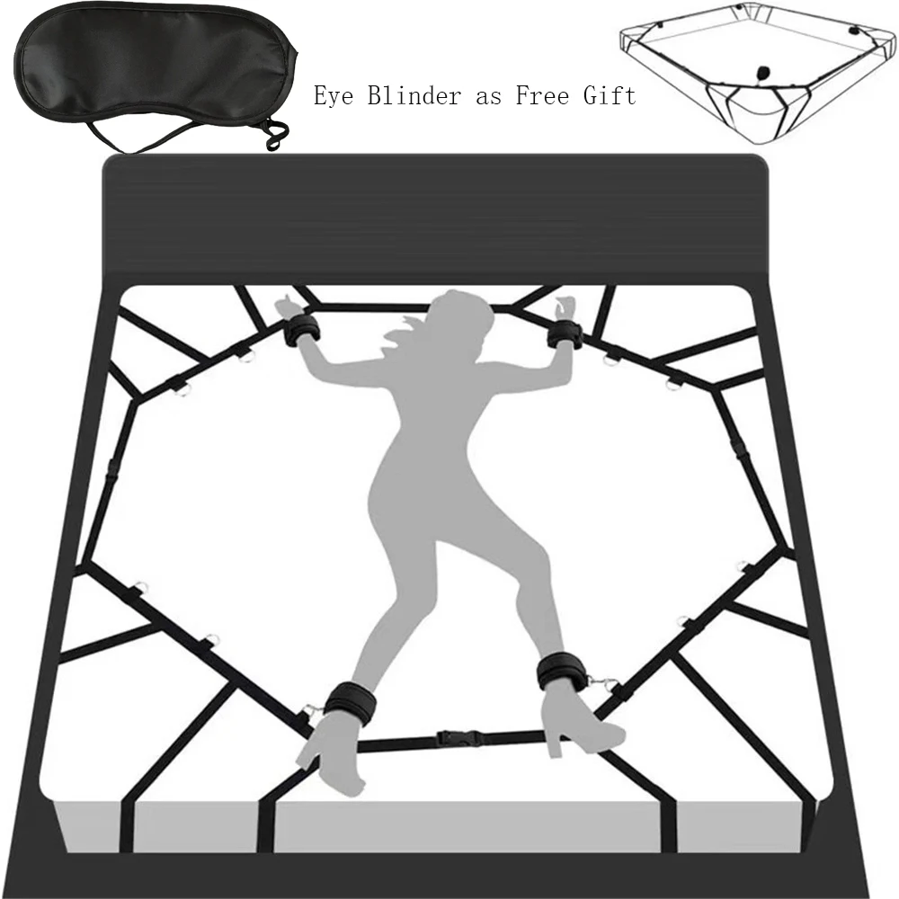 섹스 침대 구속 BDSM 속박 구속 시스템 섹스 플레이 커플 게임 나일론 수갑 섹스 토이 성적 액세서리 아래 발목 수갑