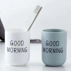 Simple Nordic Travel Portable Washing Cup Home Bathroom Couple Plastic Good Morning Print Toothbrush Holder Cup Storage Cup New