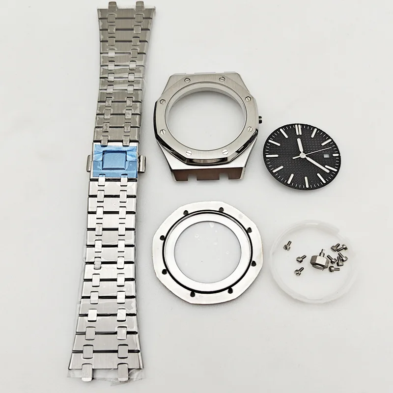 

42mm Stainless Steel Watch Case Strap Accessory Set for Timepiece Parts