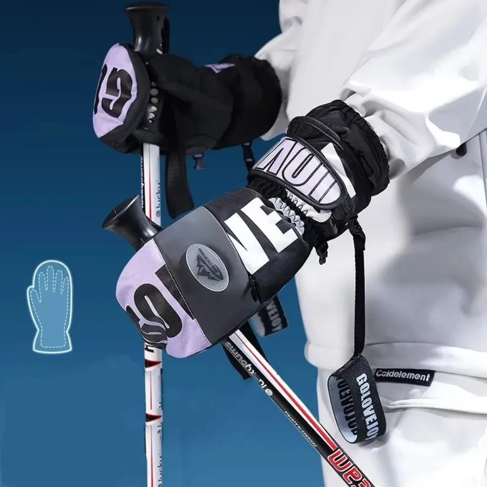 Gants de ski imperméables décontractés College chauds, mitaines à cinq doigts, coupe-vent, sports de plein air, neige, ski, froid à l'intérieur, hiver, nouveau