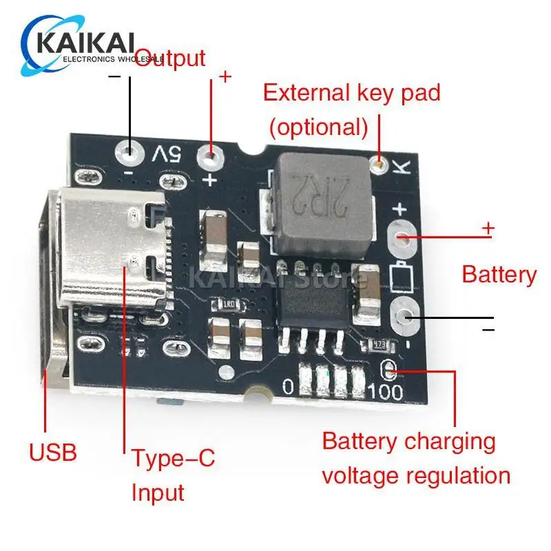 Przetwornik doładowania USB typu C 5V 2A moduł zasilania ładowanie baterii litowej płyta ochronna wyświetlacz LED USB do DIY ładowarka