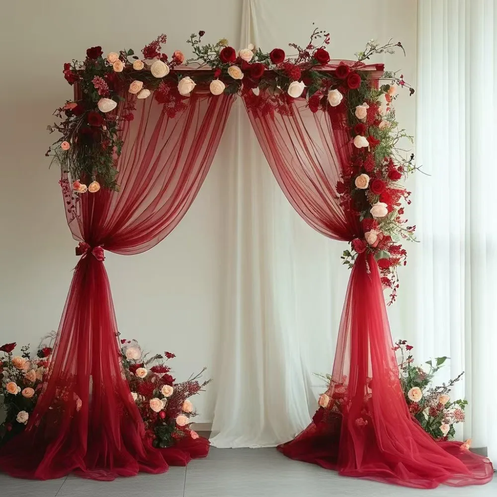 6/8/10 Meters Wedding Tulle Arch Width 160CM White Pink Draping Fabric Backdrop Elegant Sheer Drapes Fabric Birthday Party