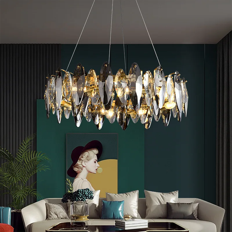 Luxury Crystal Ceiling Lamp, Elegant Bauhaus Round Pendant Lamp for Living Room, Dining Room, Master Bedroom