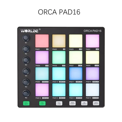 WORLDE Mini II Pro Studio Bundle with ORCA PAD16 and 16-Key MIDI Keyboard, USB-C Controller for Ableton & FL Studio